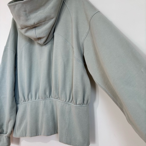 lululemon athletica green cotton fern hugged waist zip up relaxed fit Hoodie 12 - Picture 9 of 16